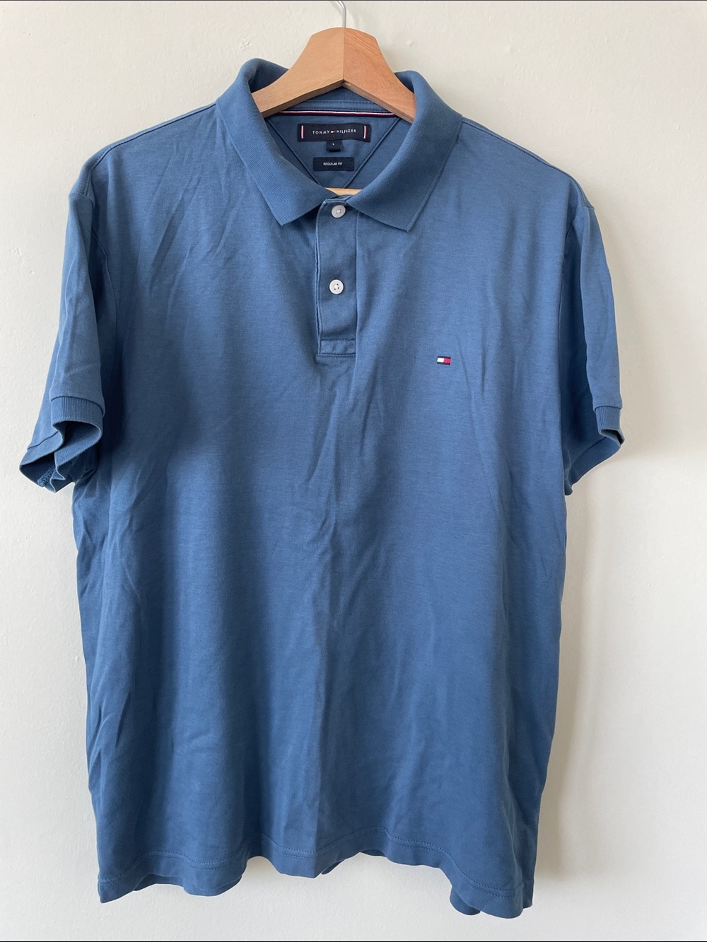 Tommy Hilfiger Men's Slate Blue Polo with Subtle Flag Logo